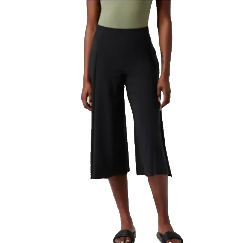 Athleta Pants Womens 6 Black Cosmic Wrap Stretch Knit Wide Leg Palazzo Ankle